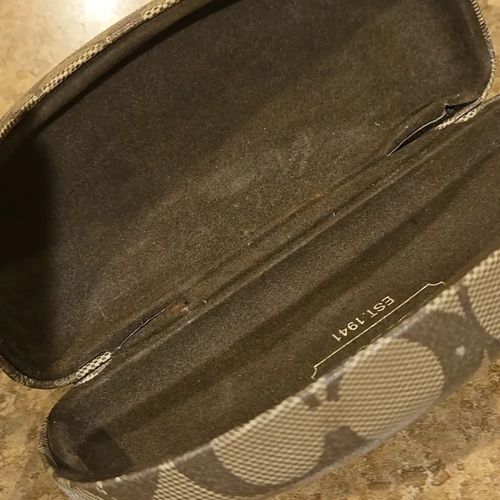 Coach Signature Hard Clamshell Eye Glasses Sunglasses Case Tan Brown c Logo vtg